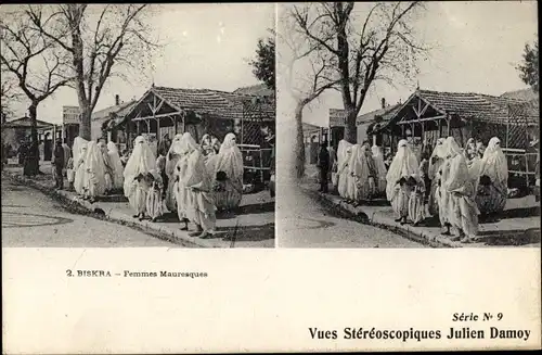 Stereo Ak Biskra Algerien, Femmes Mauresques, Maghreb