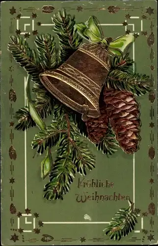 Ak Glückwunsch, Weihnachten, Glocken, Tannenzweige