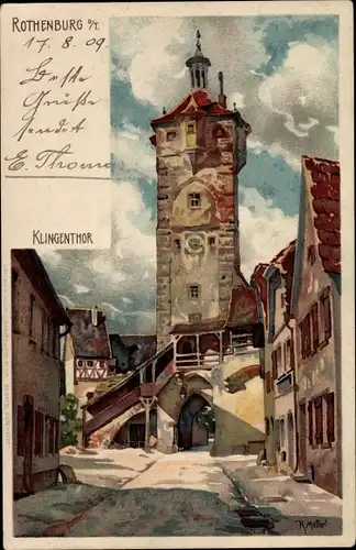 Künstler Ak Mutter, K., Rothenburg ob der Tauber Mittelfranken, Klingentor
