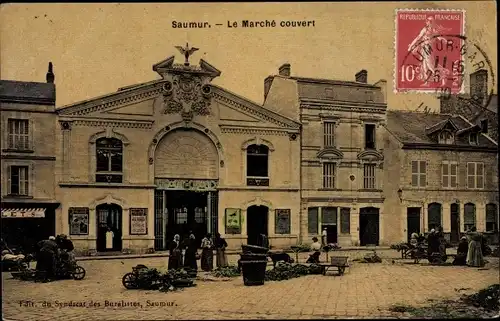 Ak Saumur Maine et Loire, Le Marché couvert