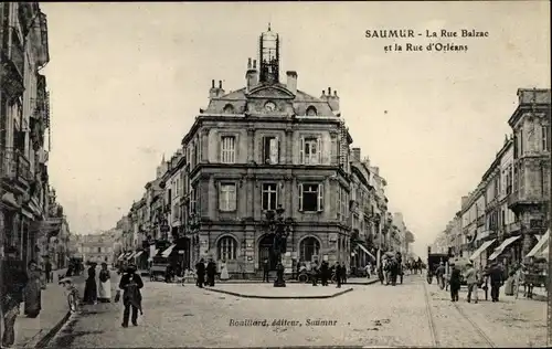 Ak Saumur Maine et Loire, Rue Balzac, Rue d'Orleans, Hotel des Postes