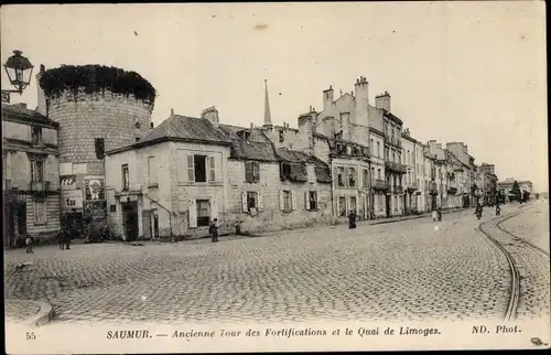 Ak Saumur Maine et Loire, Ancienne Tour des Fortifications, Quai de Limoges