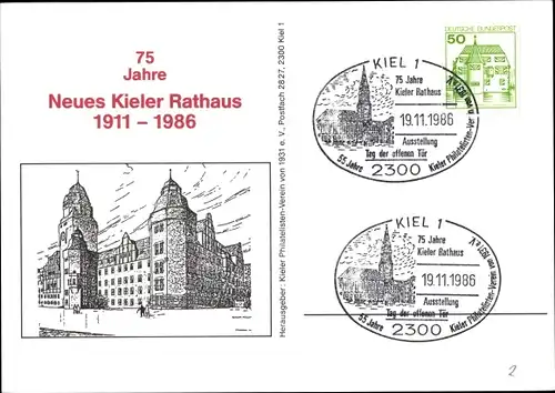 Ak Kiel, 75 Jahre Neues Kieler Rathaus 1911-1986