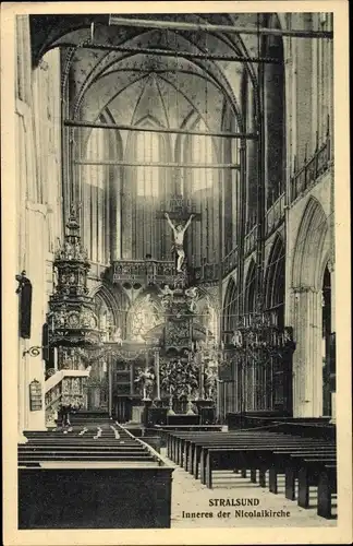 Ak Stralsund, Inneres der Nicolaikirche