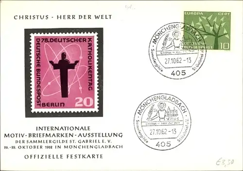 Ak Mönchengladbach, Internationale Motiv Briefmarken Ausstellung Sammlergilde St. Gabriel eV 1962