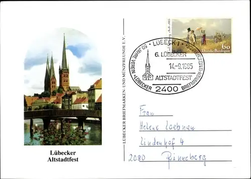 Ak Lübeck, 6. Altstadtfest 1985, 50 Jahre Verein Lübecker Briefmarken Union Freunde