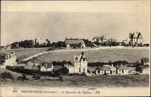 Ak Benerville Calvados, Le Quartier de l'Eglise