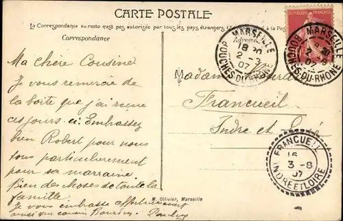 Ak Marseille Bouches du Rhône, Caise d'Epargne et la fontaine Estrangin