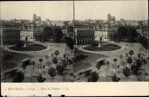 Stereo Ak Liège Lüttich Wallonien, Place du Theatre