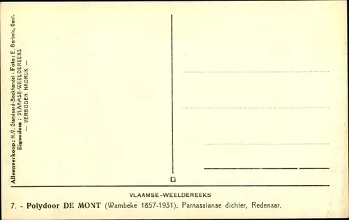 Ak Dichter Polydoor De Mont, Portrait