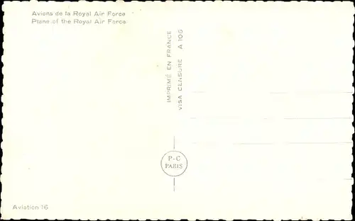 Ak Avions de la Royal Air Force, Plane of the Royal Air Force