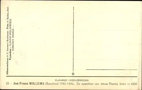 Ak Flämischer Schriftsteller Jan Frans Willems, Portrait