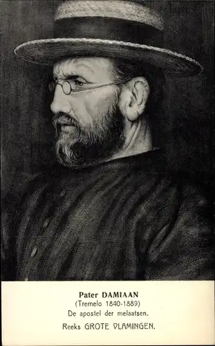 Künstler Ak Flämischer Heiliger Pater Damiaan de Veuster, Geistlicher, Portrait