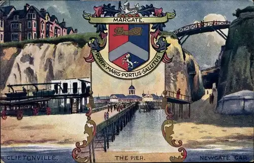 Wappen Künstler Ak Cliftonville Kent England, Pier, Newgate Gar, Margate