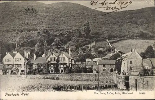 Ak Porlock Weir Somerset England, Blick auf den Ort