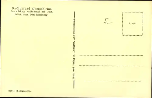 Ak Oberschlema Bad Schlema im Erzgebirge, Panorama mit Gleesberg