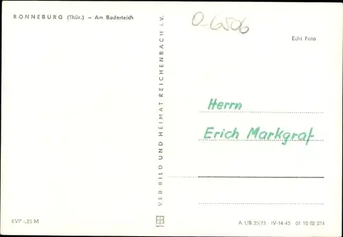 Ak Ronneburg in Thüringen, Am Baderteich