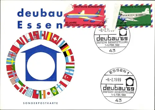 Ak Essen im Ruhrgebiet Nordrhein Westfalen, Sonderpostkarte deubau 1969, Deutsche Bauausstellung