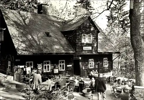 Ak Waschleithe Grünhain Beierfeld im Erzgebirge, Gaststätte Köhlerhütte Fürstenbrunn, Oswaldtal