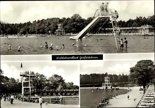 Ak Großschönau in Sachsen, Waldstrandbad, Wasserrutsche