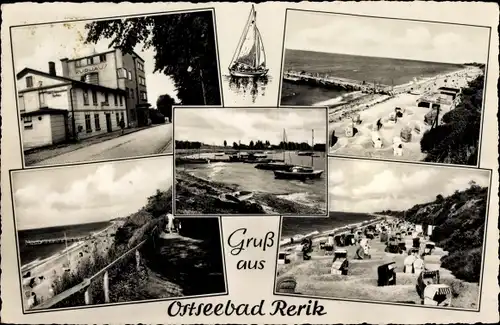 Ak Ostseebad Rerik, Strandpartie, Kurhaus, Fischerboote