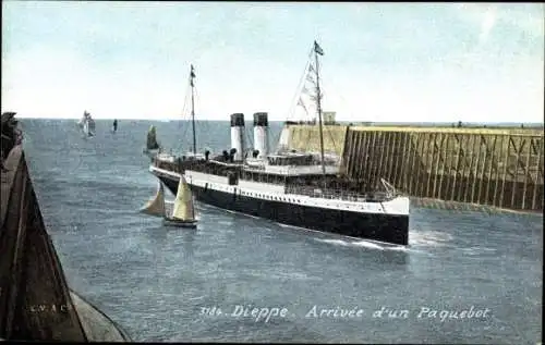 Ak Dieppe Seine Maritime, Arrivée d'un Paquebot