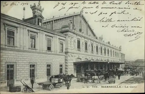 Ak Marseille Bouches du Rhône, La Gare