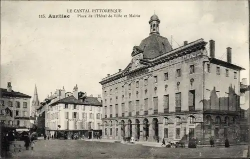 Ak Aurillac Cantal, Place de l'Hotel de Ville et Mairie