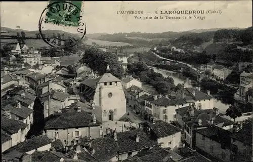 Ak Laroquebrou Cantal, Vue prise de la Terrasse de la Vierge