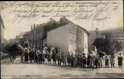 Ak Raucourt Ardennes, Sortie de la Ville vers La Besace et Chemery