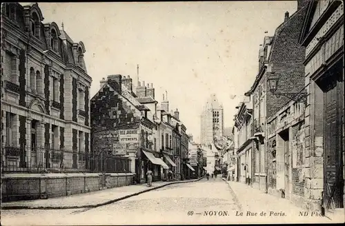 Ak Noyon Oise, La Rue de Paris