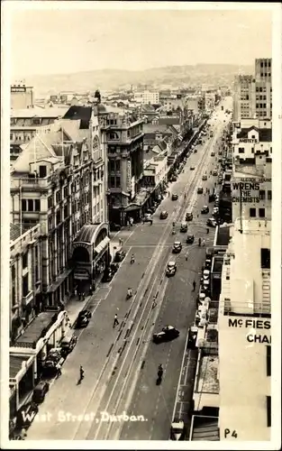 Ak Durban Südafrika, West Street, Aerial View