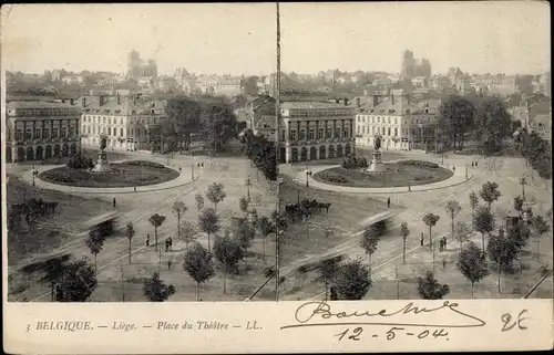 Stereo Ak Liège Lüttich Wallonien, Place du Theatre