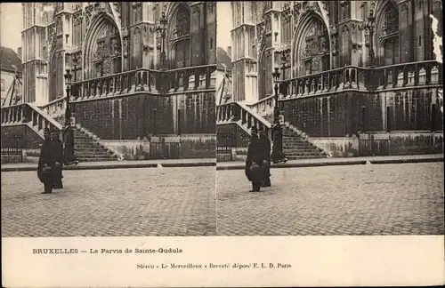 Stereo Ak Bruxelles Brüssel, Le Parvis de Sainte Gudule