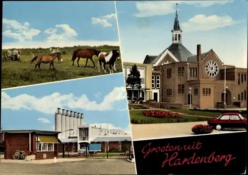 Ak Hardenberg Overijssel Niederlande, Pferde, Kirche, Fabrik