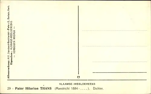 Ak Pater Hilarion Thans, Flämischer Dichter, Portrait