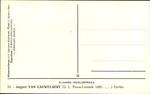 Ak Flämischer Dichter August van Cauwelaert, Portrait