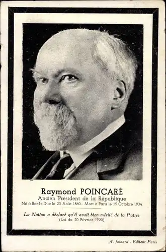Ak Raymond Poincare, Ancien President de la Republique