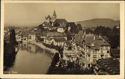 Ak Thun Kanton Bern Schweiz, Panorama vom Ort