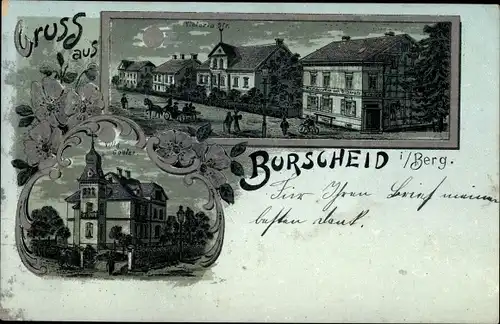 Mondschein Litho Burscheid in Nordrhein Westfalen, Victoriastraße, Villa Goetze