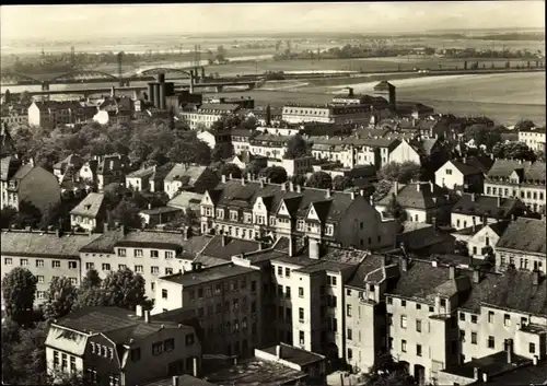 Ak Riesa an der Elbe Sachsen, Teilansicht aus der Vogelschau