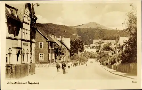 Ak Zella Mehlis im Thüringer Wald, Straßenansicht mit Ruppberg, Sepo