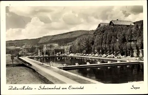 Ak Zella Mehlis im Thüringer Wald, Schwimmbad am Einsiedel, Sepo