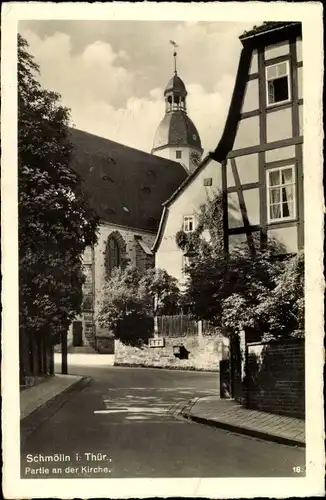 Ak Schmölln in Thüringen, Partie an der Kirche