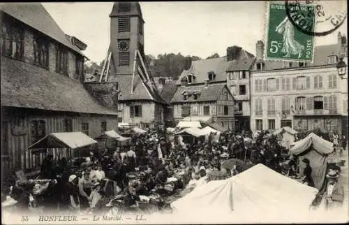 Ak Honfleur Calvados, Le Marché