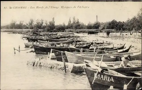 Ak Saint Chamas Bouches du Rhone, Barques de Pecheurs