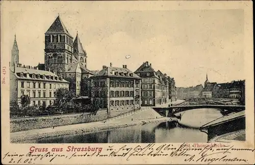 Ak Strasbourg Straßburg Elsass Bas Rhin, Saint Thomaskirche