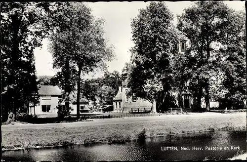 Ak Lutten Overijssel, Ned. Herv. Pastorie en Kerk