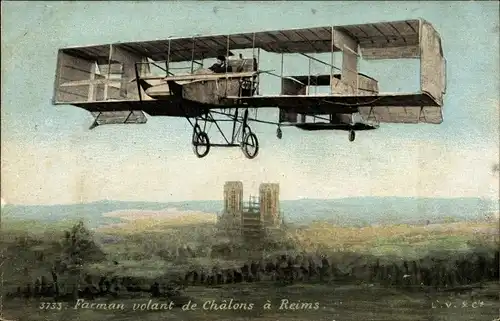 Ak Aviation, Biplan Farman volant de Chalons a Reims