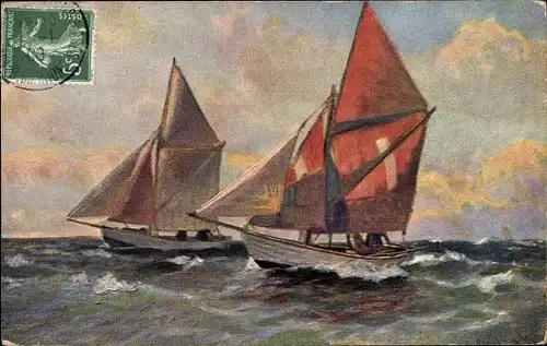 Künstler Ak Segelboote